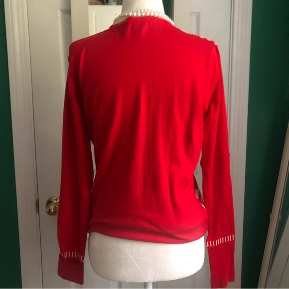 Red and cream scroll design cardigan small - Picture 2 of 6